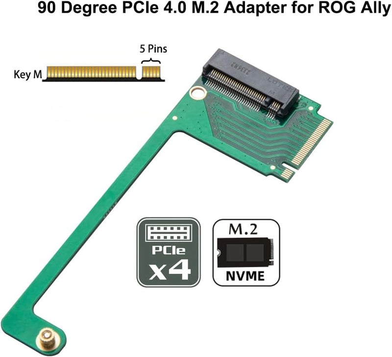 JOYJOM 2230 to 2280 Adapter for ROG Ally SSD - 90 Degree NVME M-Key 5Pin M.2 PCIe 4.0 With Screwdriver - Image 5